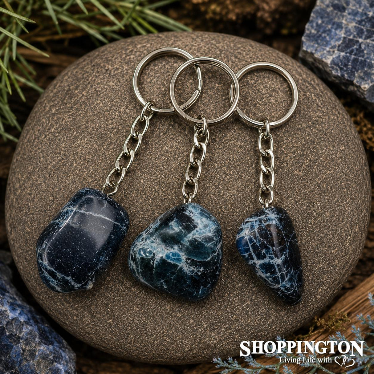 Gemstone Keyring - Blue Stone