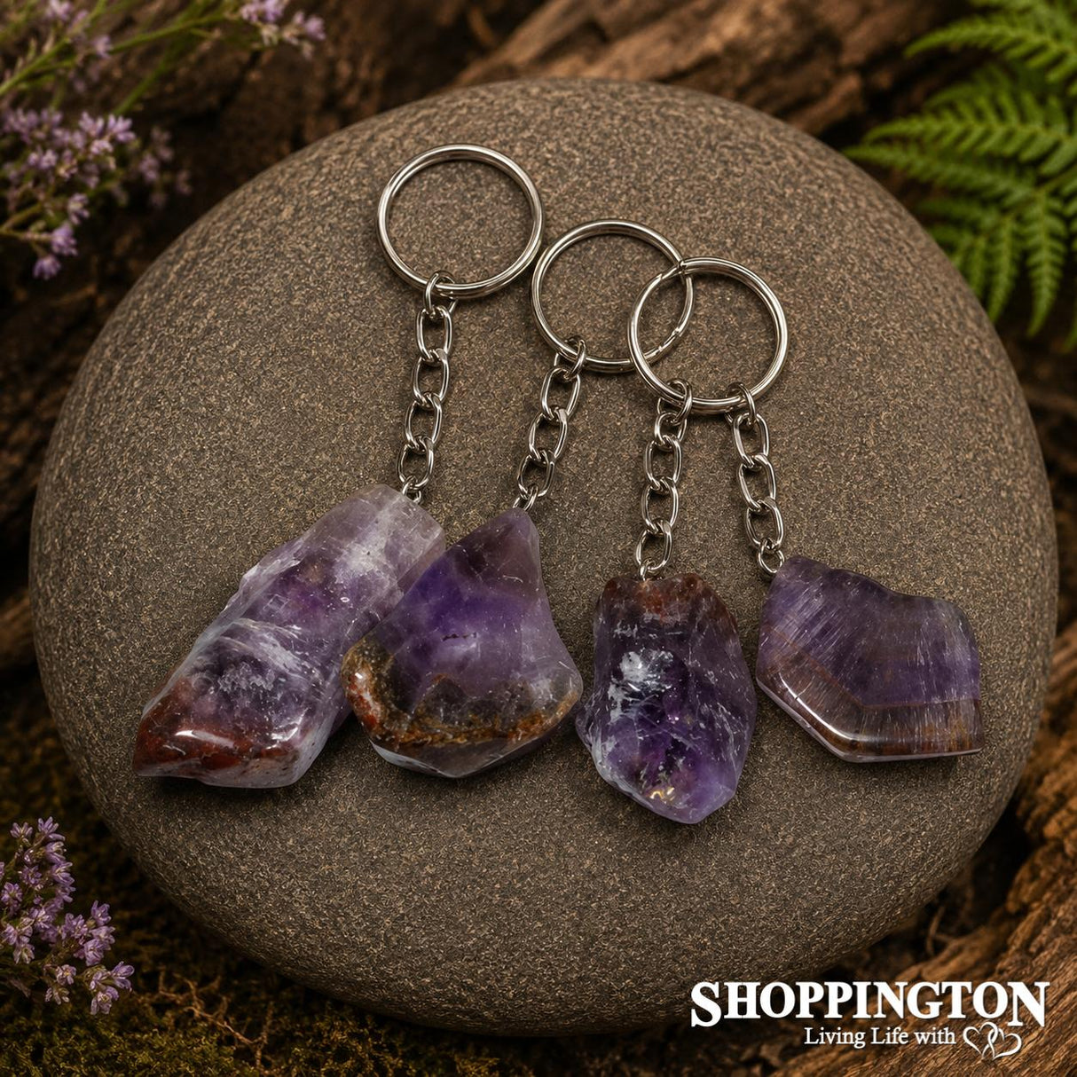 Gemstone Keyring - Purple Tumbled