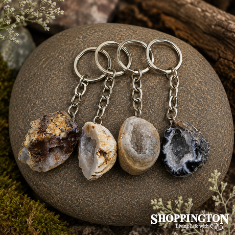 Gemstone Keyring - Stone with Geode