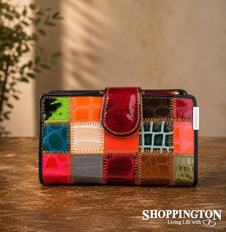 Genuine Leather Patchwork Wallet 14cm x 10cm