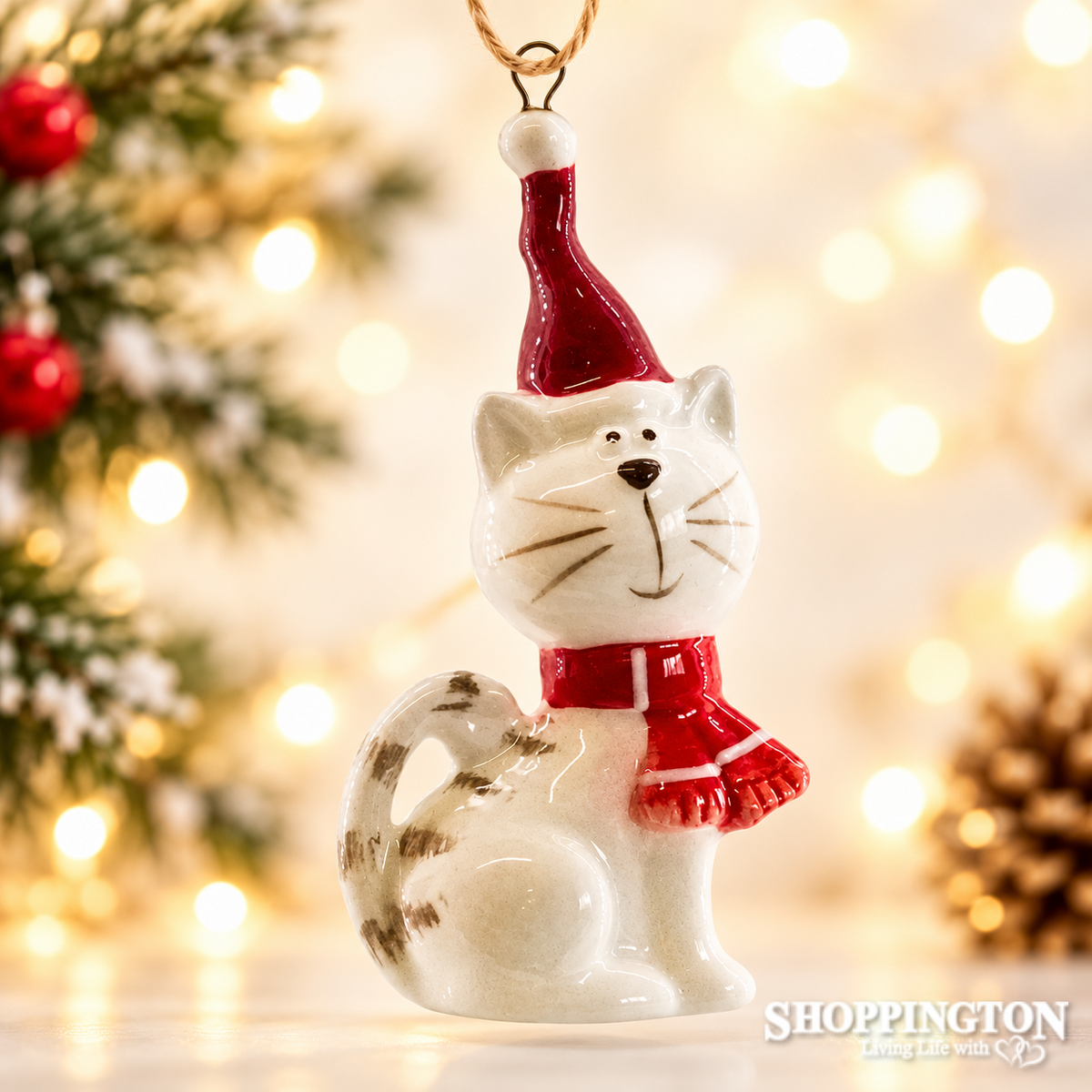 NZ Ceramic Christmas Decoration - Cat in a Hat