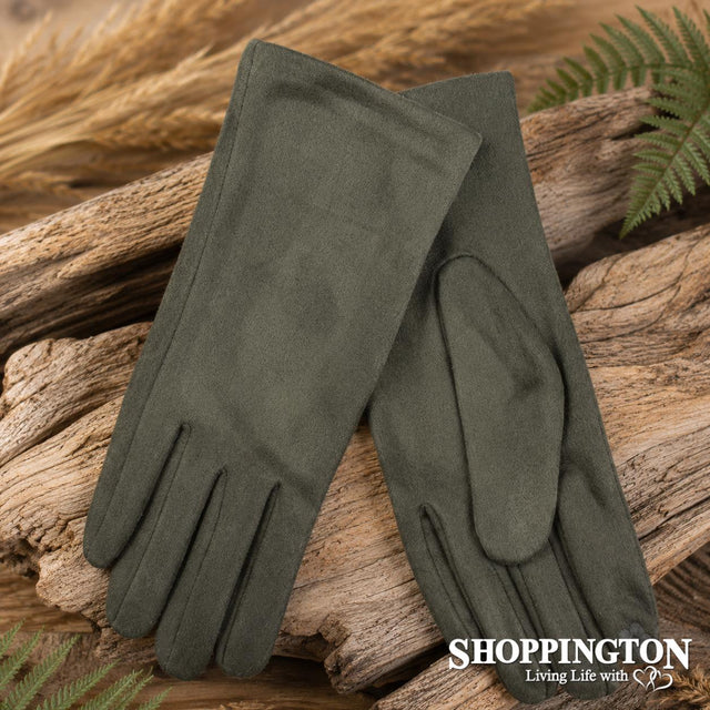 Gloves - Plain Suede - Olive