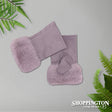 Gloves - Suede Fingerless Fur Trim - Pink
