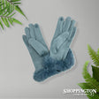 Gloves - Suede Fur Trim Blue