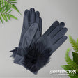 Gloves - Suede with large Pompom - Slate