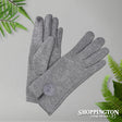 Gloves - Velour Stretch with Pompom - Grey