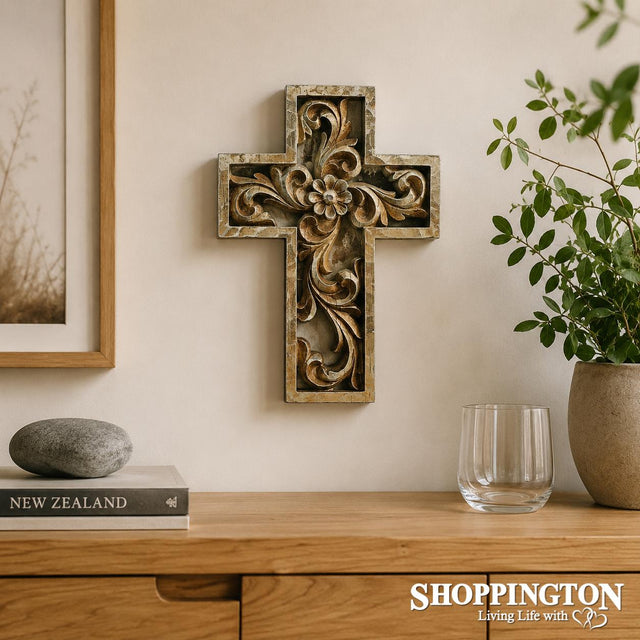 Gold Wood Look Cross