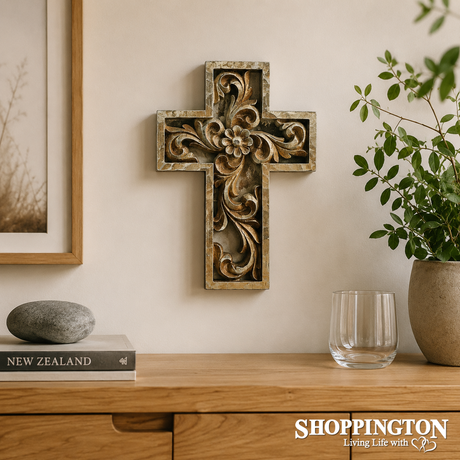 Gold Wood Look Cross