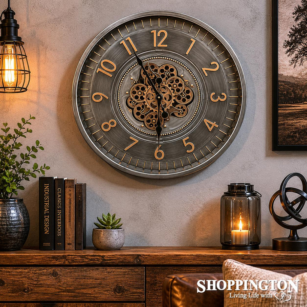 Gunmetal & Brass Gear Clock