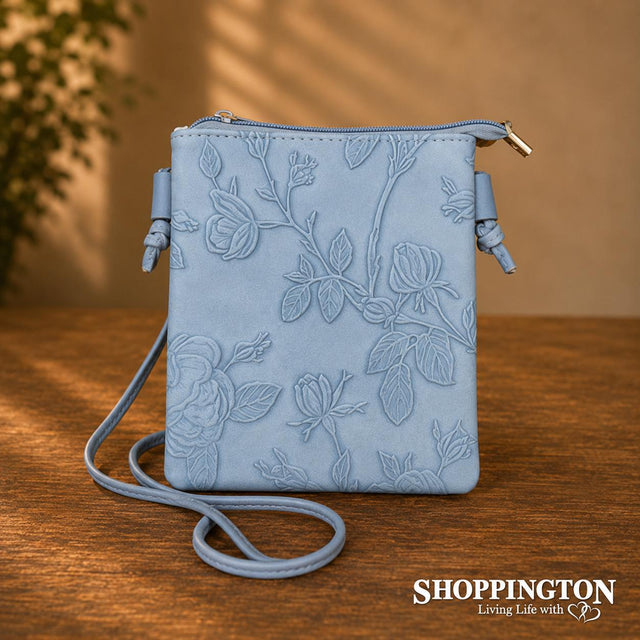 Handbag - Hibiscus Embossed Phone Bag /Blue