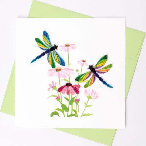 Handmade Gift Card - Quilled Dragonfly Duo