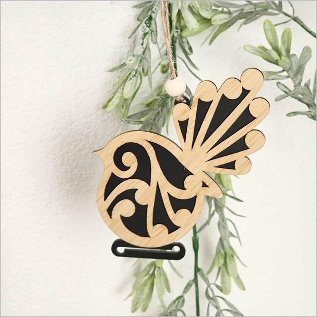 Hanging Ornament - Koru Fantail BLACK