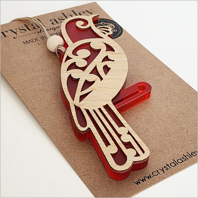 Hanging Ornament - Koru Tui RED