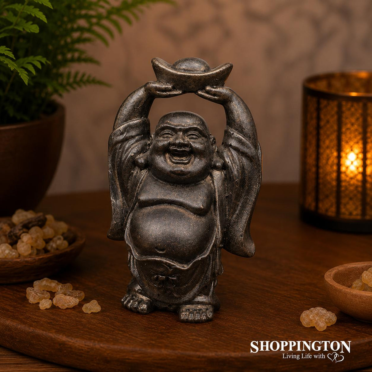 Happy Buddha - Black Antique 10cm