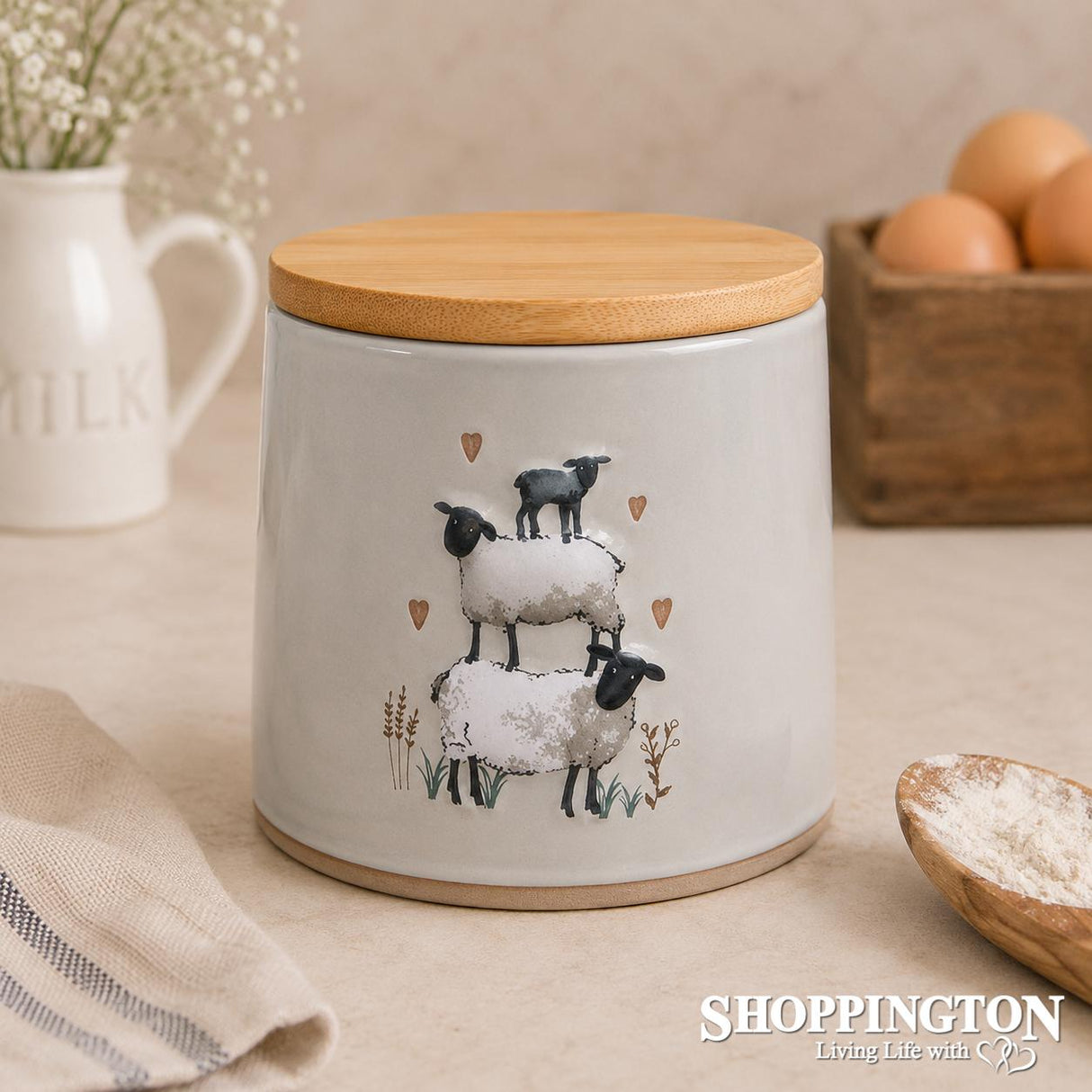 Highland Sheep Canister - Beige