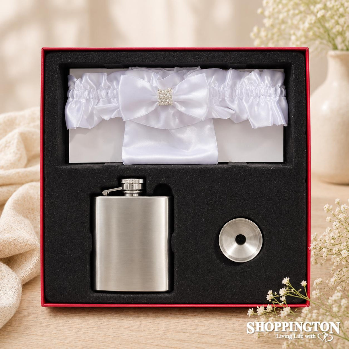 Hip Flask & Garter Set