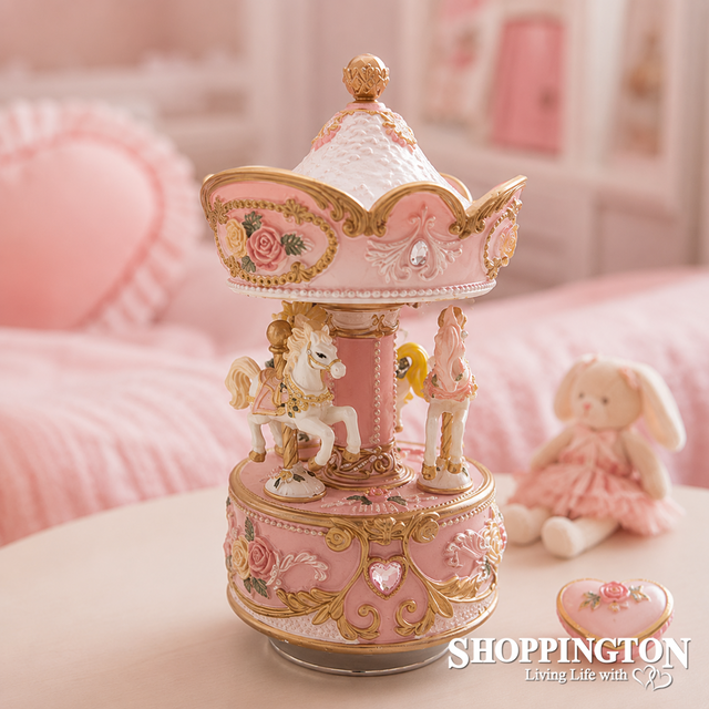 Horse Carousel 15cm - Pink & White
