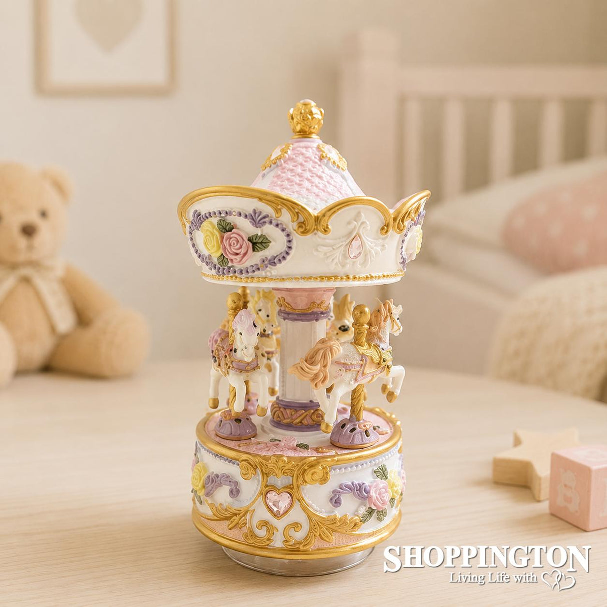 Horse Carousel 15cm - Purple & White