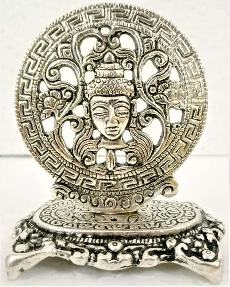 Incense Holder - Silver Metal Buddha Head