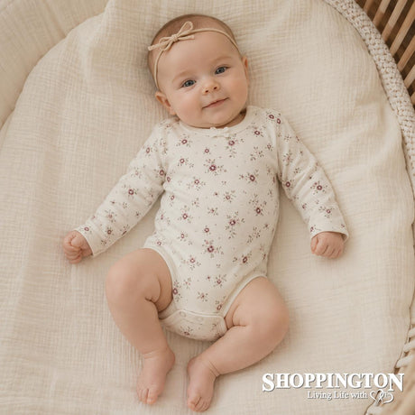 Jamie Kay Organic Cotton Long Sleeve Bodysuit - Sweet William Floral Natural