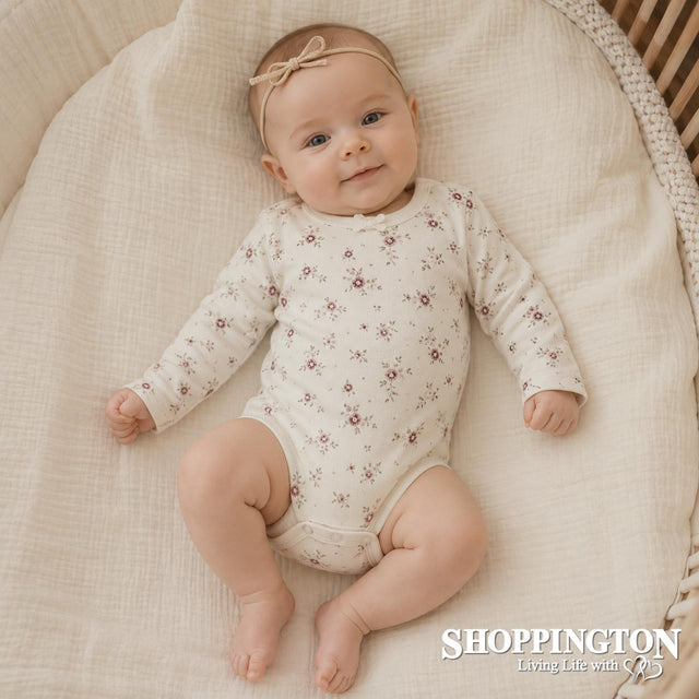 Jamie Kay Organic Cotton Long Sleeve Bodysuit - Sweet William Floral Natural