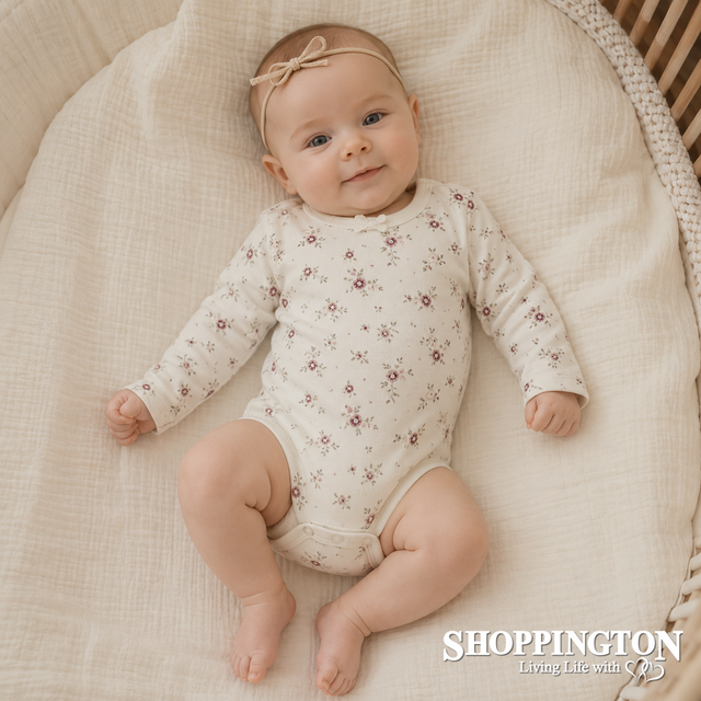 Jamie Kay Organic Cotton Long Sleeve Bodysuit - Sweet William Floral Natural