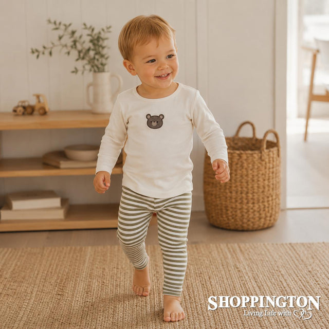 Jamie Kay Organic Cotton Modal Elastane Legging - Narrow Stripe Oak/Soft Clay