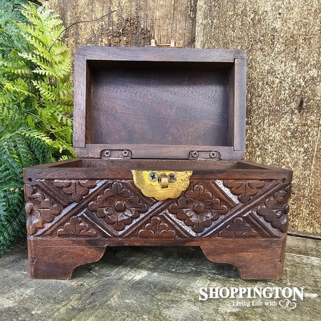 Jewellery Box - Carved Wooden Jewellery Box - 30cm x 20cm