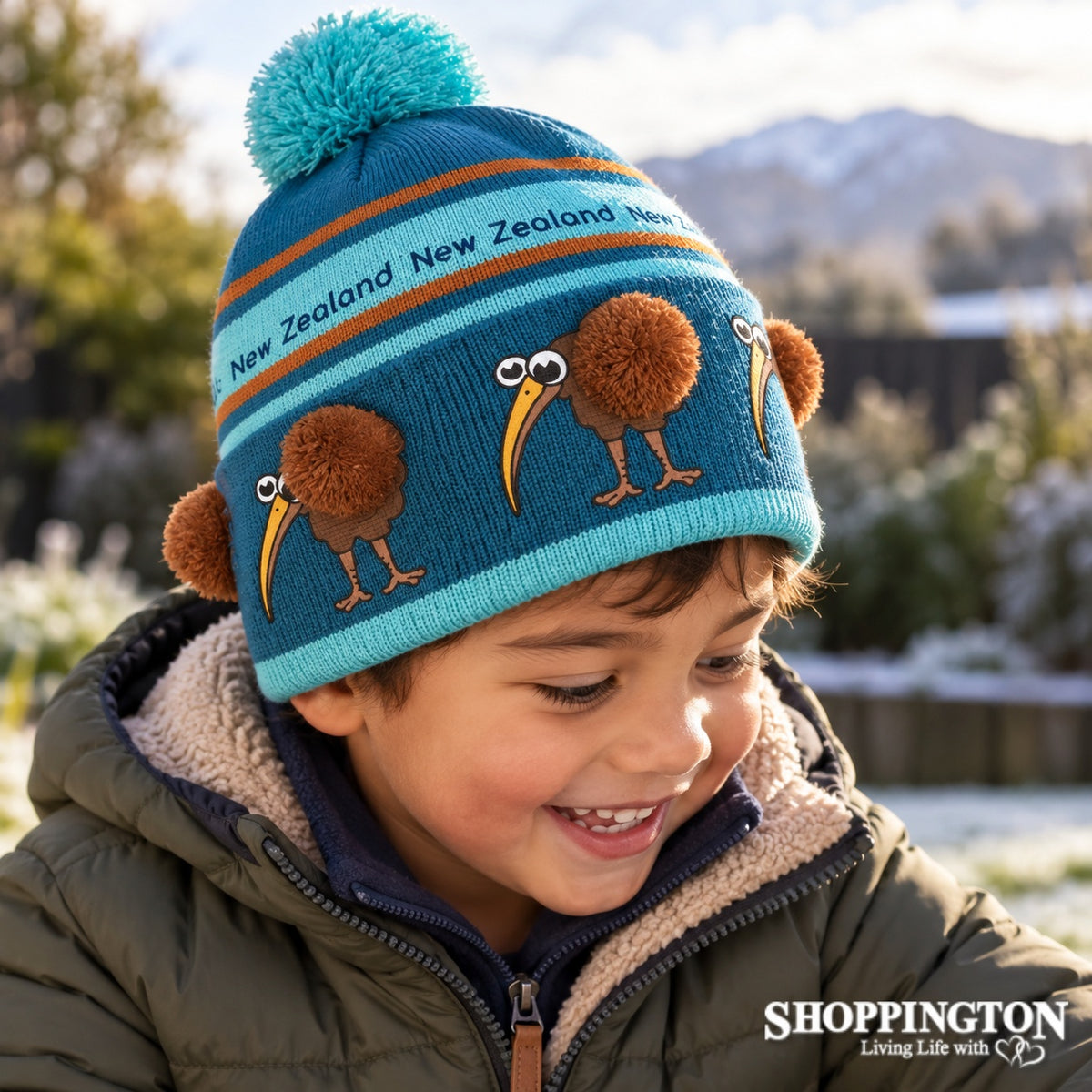 Kids PomPom Kiwi Beanie