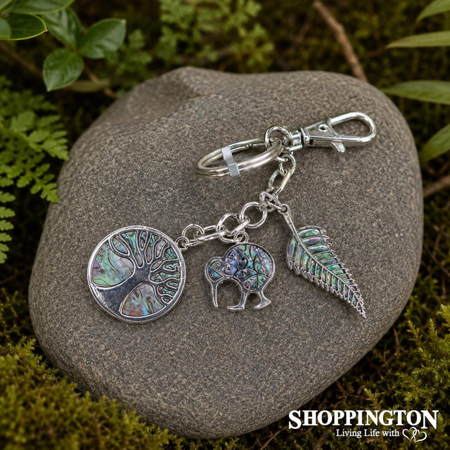 Keyring Bag Charm - Tree of Life, kiwi & Fern