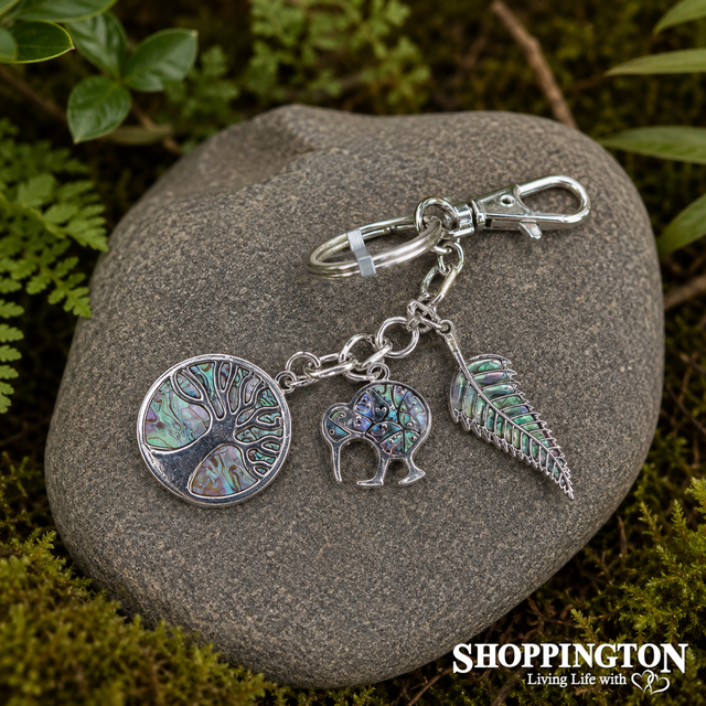 Keyring Bag Charm - Tree of Life, kiwi & Fern