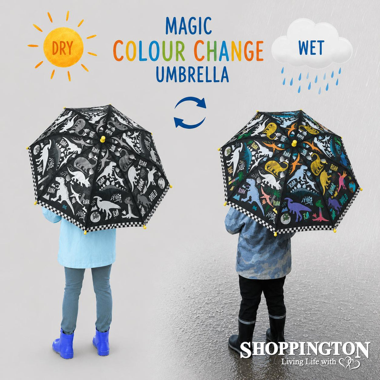Kids Colour Changing Umbrella - Dinosaurs