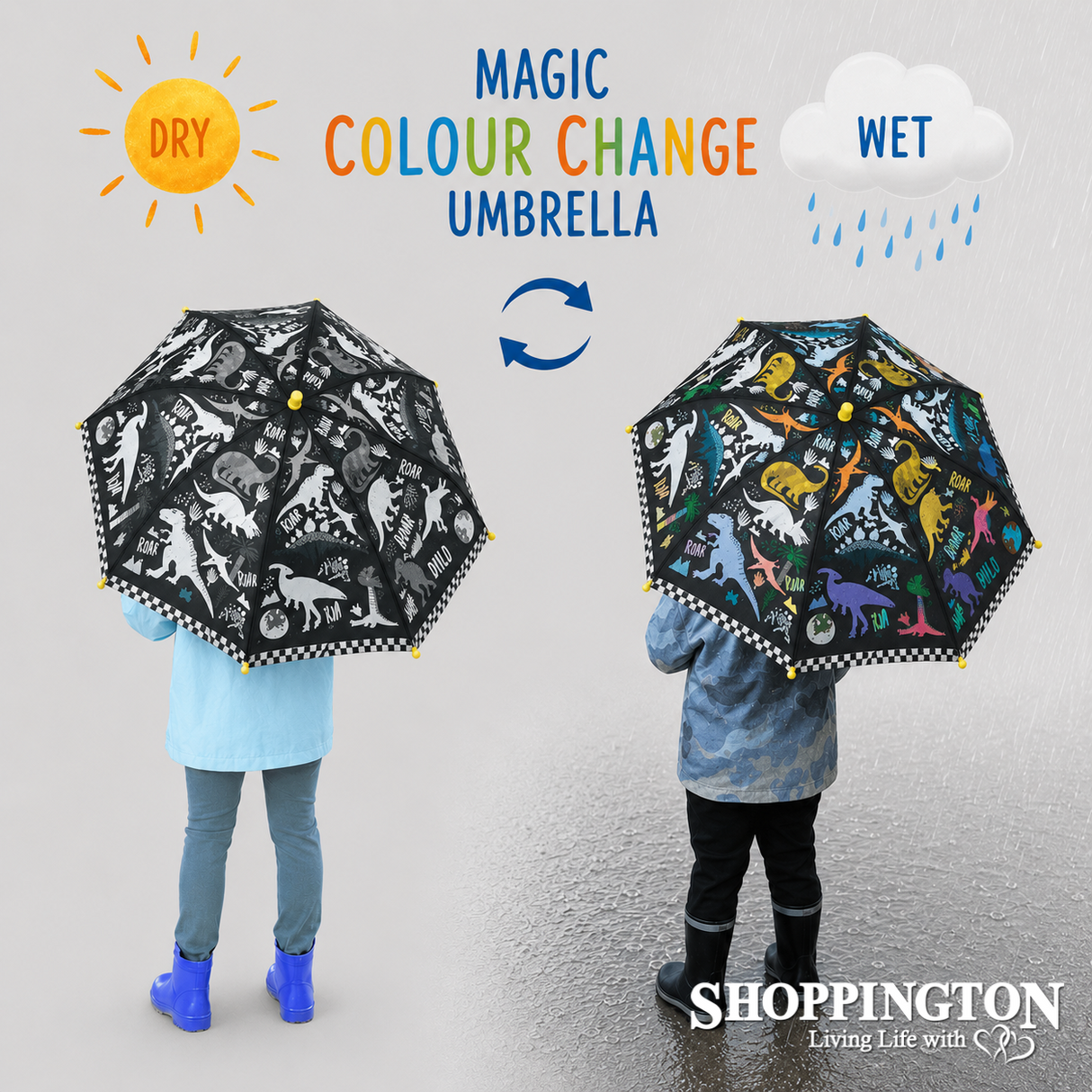 Kids Colour Changing Umbrella - Dinosaurs