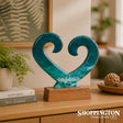 Koru Heart Sculpture on Wood Base
