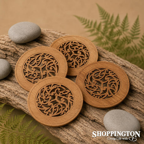 Kowhaiwhai Circle Rimu Coasters