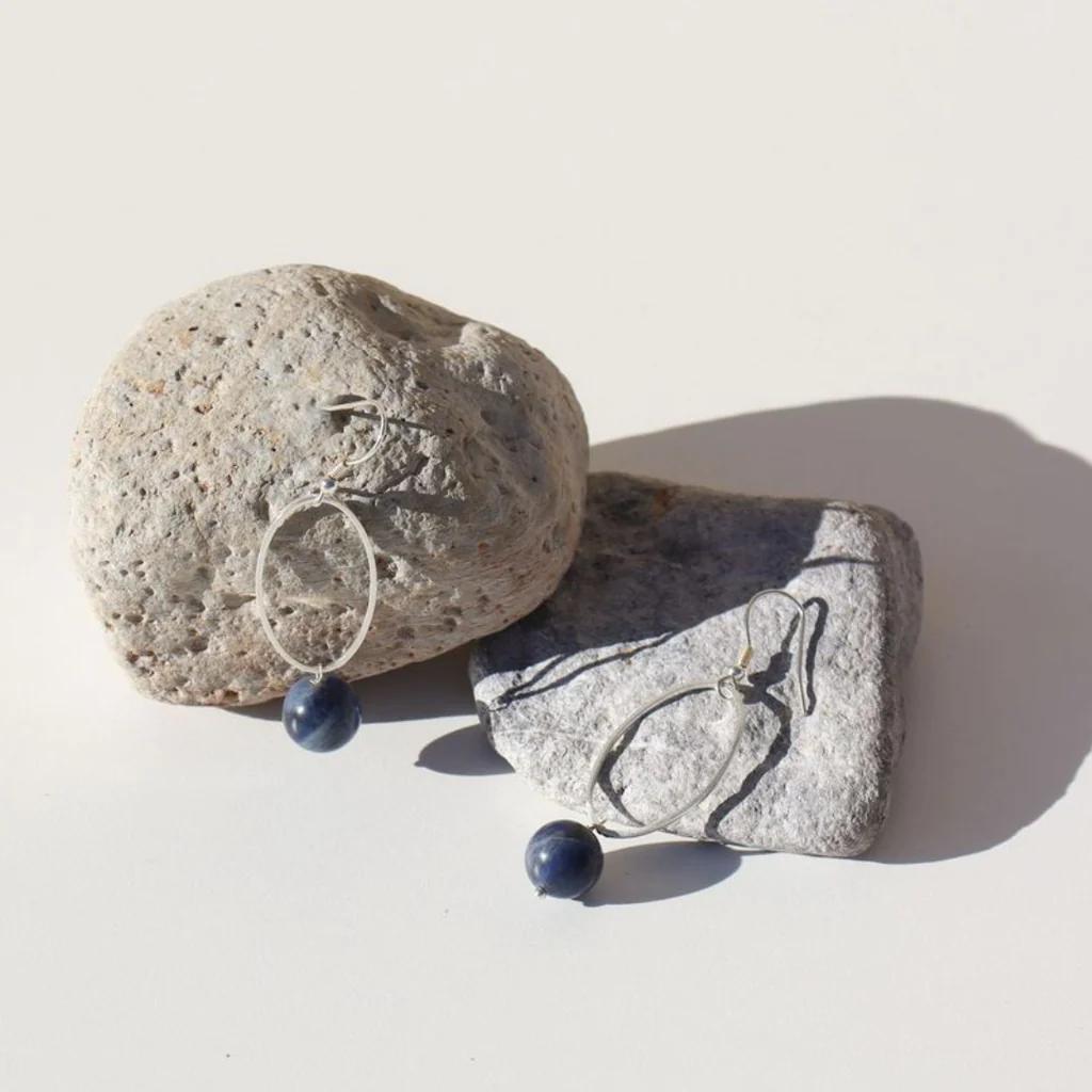 La Pierre - Blue Vein Sterling Silver Earrings