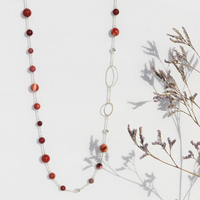 La Pierre - Mookaite Cinnamon Sterling Silver Long Necklace