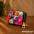 Leather NZ Print Card Wallet - Fantail & Peony Rose - Irina Velman
