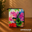 Leather NZ Print Small Card Wallet - Fantail Pink - Irene Velman