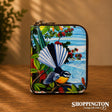 Leather NZ Print Small Wallet - Ocean Fantail - Irina Velman