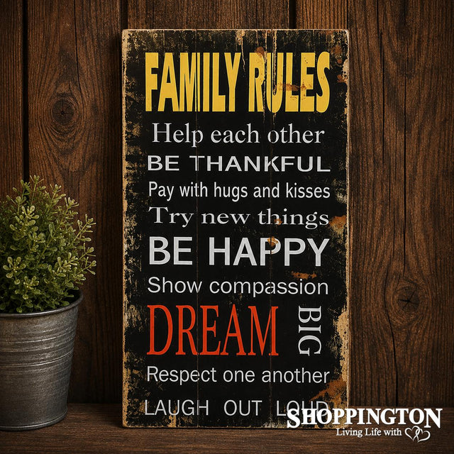 MDF Wooden Sign - Family Rules