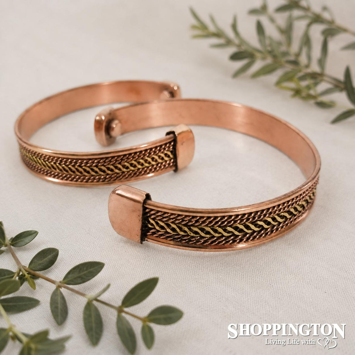 Magnetic Copper Bracelet - Gold Inlay