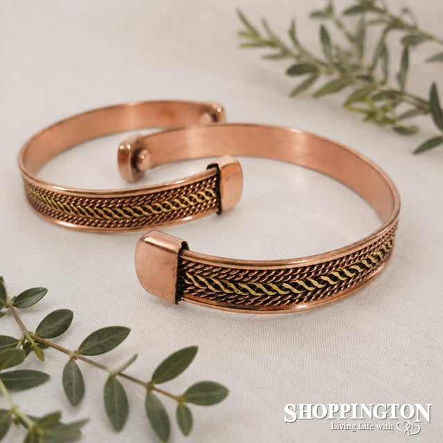 Magnetic Copper Bracelet - Gold Inlay