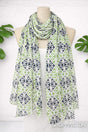 Maori NZ Kowhaiwhai Design Scarf - Green