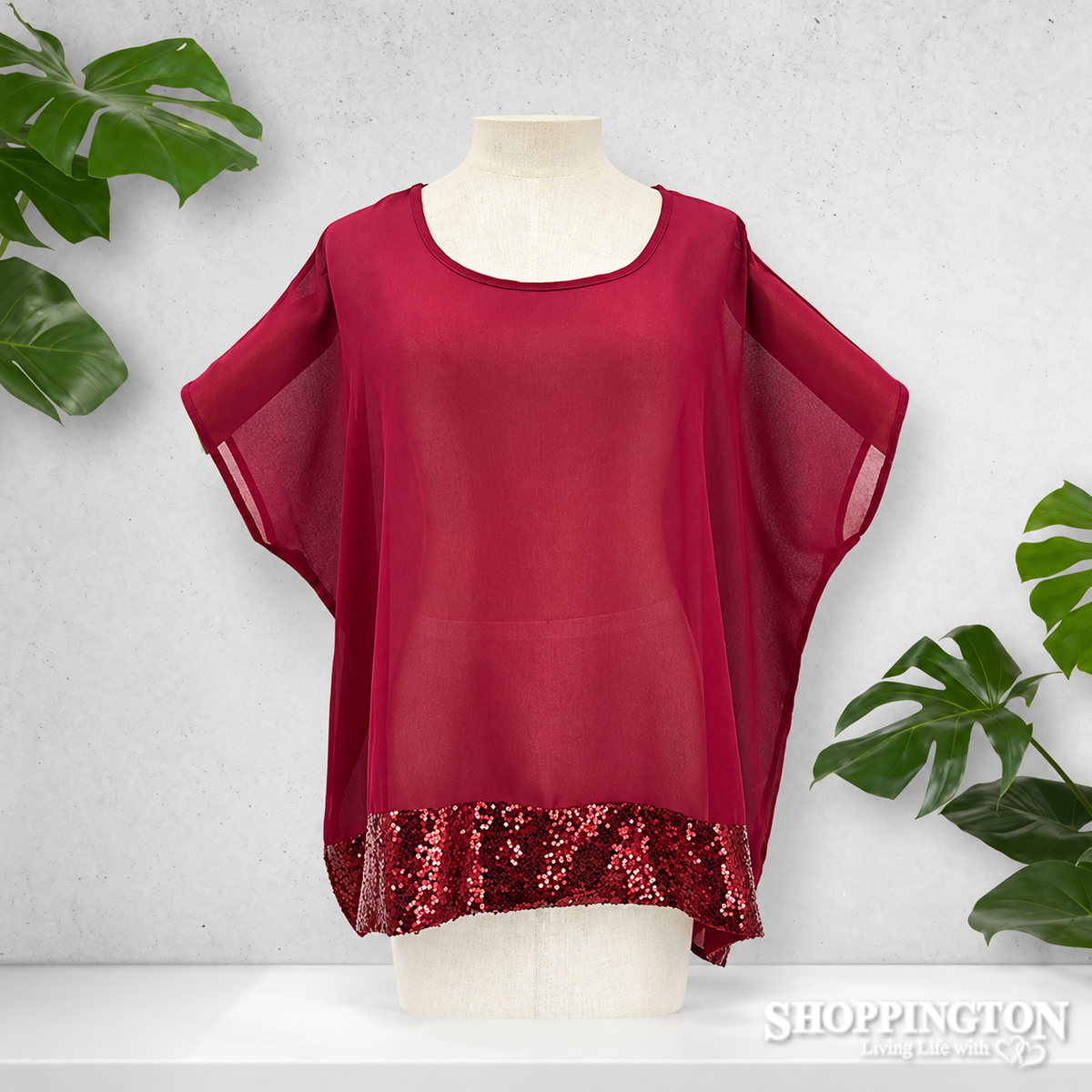 Red Top with Sequin Bottom