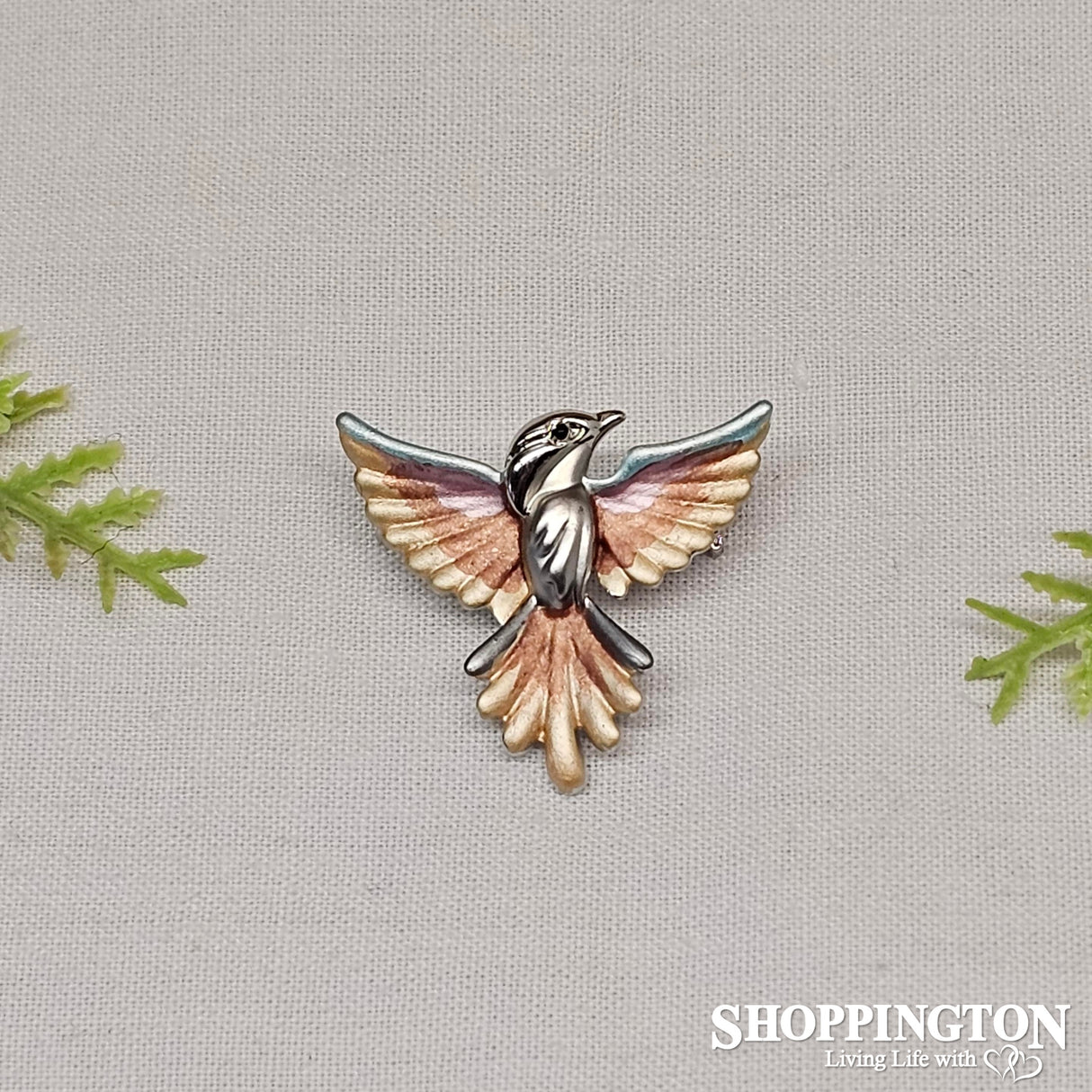 Brooch - Peach Hummingbird