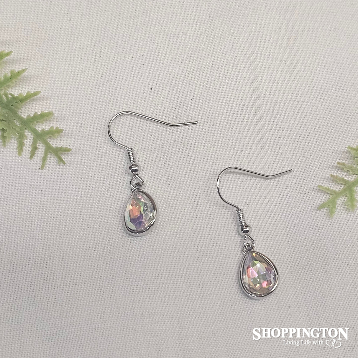 Earrings - Iridescent Water Drop Clear
