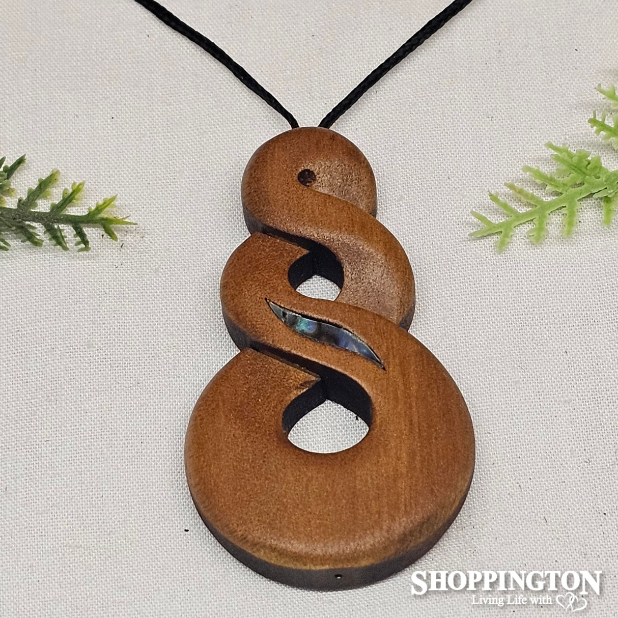 NZ Made Kauri Pendant - Carved Twist