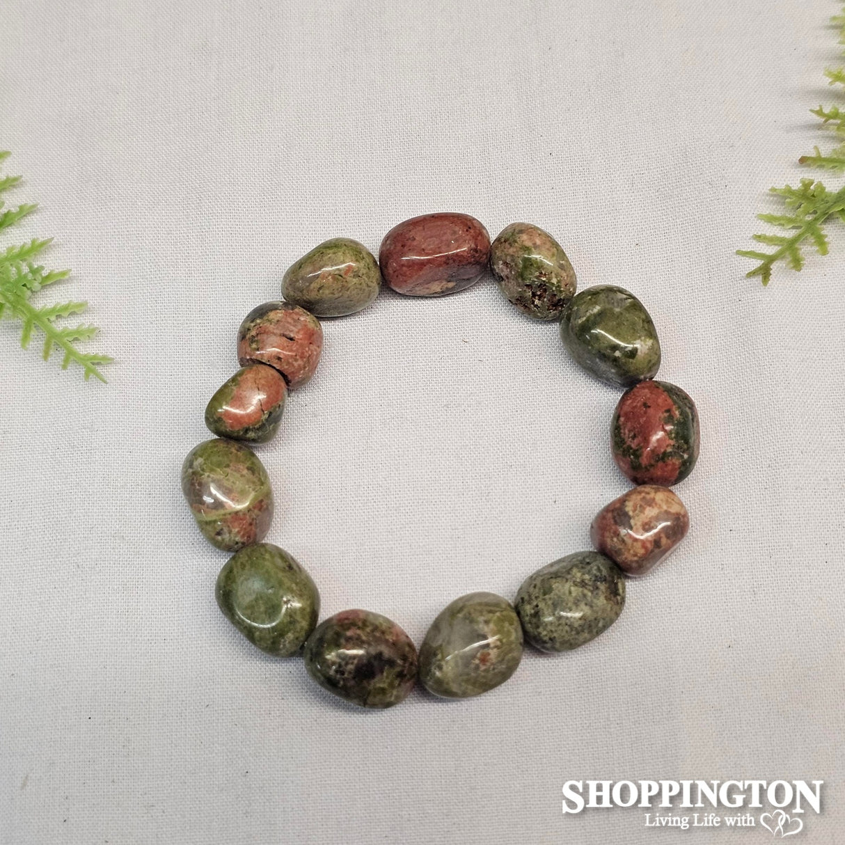 Gemstone Large Bead Bracelets - Unakite