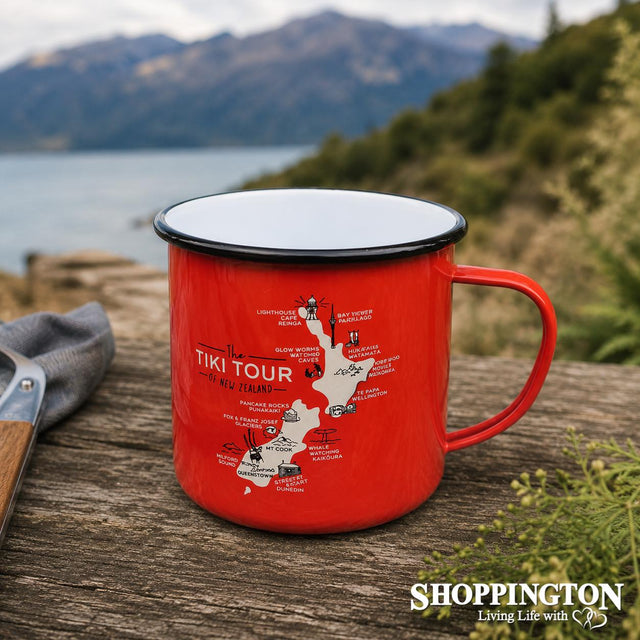 Moana Road Enamel Mug - Tiki Tour NZ Red Sml